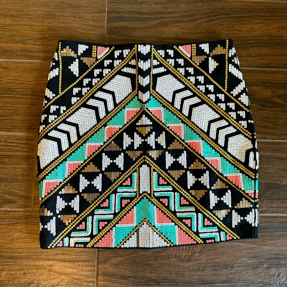 Express Aztec Sequin Miniskirt